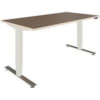 fm Oldenburg elektrisch höhenverstellbarer Schreibtisch eiche natur rechteckig, T-Fuß-Gestell silber 160,0 x 80,0 cm von fm