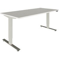 fm Oldenburg elektrisch höhenverstellbarer Schreibtisch weiß rechteckig, T-Fuß-Gestell silber 160,0 x 80,0 cm von fm