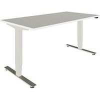 fm Oldenburg elektrisch höhenverstellbarer Schreibtisch weiß rechteckig, T-Fuß-Gestell silber 180,0 x 80,0 cm von fm