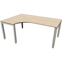 fm Sidney höhenverstellbarer Schreibtisch akazie C-Form, Bügel-Gestell silber 180,0 x 80,0/120,0 cm von fm