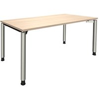 fm Sidney höhenverstellbarer Schreibtisch akazie rechteckig, 4-Fuß-Gestell Rundrohr silber 160,0 x 80,0 cm von fm