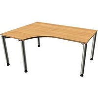 fm Sidney höhenverstellbarer Schreibtisch buche Bogenform, 4-Fuß-Gestell Rundrohr silber 160,0 x 80,0 cm von fm