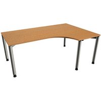 fm Sidney höhenverstellbarer Schreibtisch buche C-Form, 4-Fuß-Gestell silber 180,0 x 80,0/120,0 cm von fm