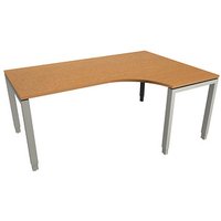 fm Sidney höhenverstellbarer Schreibtisch buche C-Form, Bügel-Gestell silber 180,0 x 80,0/120,0 cm von fm