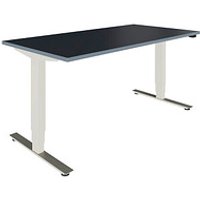 fm Sidney elektrisch höhenverstellbarer Schreibtisch lavagrau rechteckig, T-Fuß-Gestell silber 160,0 x 80,0 cm von fm