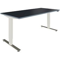 fm Sidney elektrisch höhenverstellbarer Schreibtisch lavagrau rechteckig, T-Fuß-Gestell silber 180,0 x 80,0 cm von fm