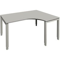 fm Sidney höhenverstellbarer Schreibtisch lichtgrau Bogenform, 4-Fuß-Gestell Quadratrohr silber 160,0 x 80,0 cm von fm