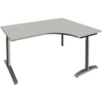 fm Sidney höhenverstellbarer Schreibtisch lichtgrau Bogenform, C-Fuß-Gestell Rundrohr silber 160,0 x 80,0 cm von fm