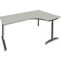 fm Sidney höhenverstellbarer Schreibtisch lichtgrau Bogenform, C-Fuß-Gestell Rundrohr silber 180,0 x 80,0 cm von fm