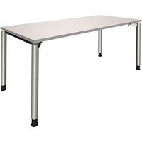 fm Sidney höhenverstellbarer Schreibtisch lichtgrau rechteckig, 4-Fuß-Gestell Rundrohr silber 180,0 x 80,0 cm von fm