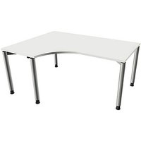 fm Sidney höhenverstellbarer Schreibtisch weiß Bogenform, 4-Fuß-Gestell Rundrohr silber 160,0 x 80,0 cm von fm