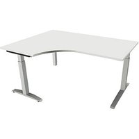 fm Sidney höhenverstellbarer Schreibtisch weiß Bogenform, C-Fuß-Gestell Quadratrohr silber 160,0 x 80,0 cm von fm