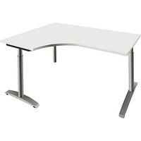 fm Sidney höhenverstellbarer Schreibtisch weiß Bogenform, C-Fuß-Gestell Rundrohr silber 160,0 x 80,0 cm von fm