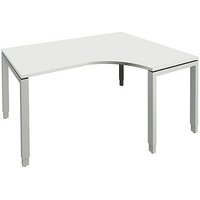 fm Sidney höhenverstellbarer Schreibtisch weiß Bogenform, 4-Fuß-Gestell Quadratrohr silber 160,0 x 80,0 cm von fm