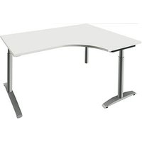 fm Sidney höhenverstellbarer Schreibtisch weiß Bogenform, C-Fuß-Gestell Rundrohr silber 160,0 x 80,0 cm von fm