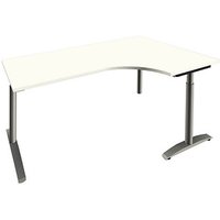 fm Sidney höhenverstellbarer Schreibtisch weiß Bogenform, C-Fuß-Gestell Rundrohr silber 180,0 x 80,0 cm von fm