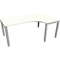 fm Sidney höhenverstellbarer Schreibtisch weiß C-Form, Bügel-Gestell silber 180,0 x 80,0/120,0 cm von fm