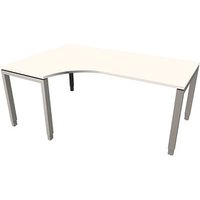 fm Sidney höhenverstellbarer Schreibtisch weiß C-Form, Bügel-Gestell silber 180,0 x 80,0/120,0 cm von fm