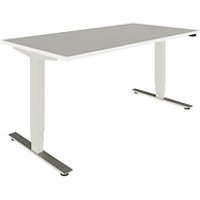 fm Sidney elektrisch höhenverstellbarer Schreibtisch weiß rechteckig, T-Fuß-Gestell silber 160,0 x 80,0 cm von fm