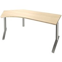 fm fastline Schreibtisch königsahorn Bogenform, C-Fuß-Gestell silber 220,0 x 80,0 cm von fm