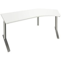 fm fastline Schreibtisch weiß Bogenform, C-Fuß-Gestell silber 220,0 x 80,0 cm von fm