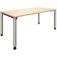 fm fastline höhenverstellbarer Schreibtisch akazie rechteckig, 4-Fuß-Gestell silber 160,0 x 80,0 cm von fm