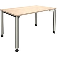 fm fastline höhenverstellbarer Schreibtisch akazie rechteckig, 4-Fuß-Gestell silber 120,0 x 80,0 cm von fm