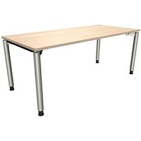 fm fastline höhenverstellbarer Schreibtisch akazie rechteckig, 4-Fuß-Gestell silber 180,0 x 80,0 cm von fm