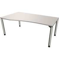 fm fastline höhenverstellbarer Schreibtisch lichtgrau Bogenform, 4-Fuß-Gestell silber 180,0 x 80,0/100,0 cm von fm