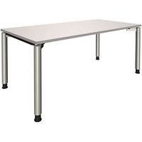 fm fastline höhenverstellbarer Schreibtisch lichtgrau rechteckig, 4-Fuß-Gestell silber 160,0 x 80,0 cm von fm