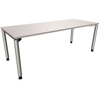 fm fastline höhenverstellbarer Schreibtisch lichtgrau rechteckig, 4-Fuß-Gestell silber 200,0 x 80,0 cm von fm