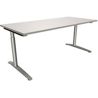 fm fastline höhenverstellbarer Schreibtisch lichtgrau rechteckig, C-Fuß-Gestell Rundrohr silber 180,0 x 80,0 cm von fm