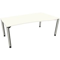 fm fastline höhenverstellbarer Schreibtisch weiß Bogenform, 4-Fuß-Gestell silber 180,0 x 80,0/100,0 cm von fm