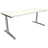 fm fastline höhenverstellbarer Schreibtisch weiß rechteckig, C-Fuß-Gestell Rundrohr silber 180,0 x 80,0 cm von fm