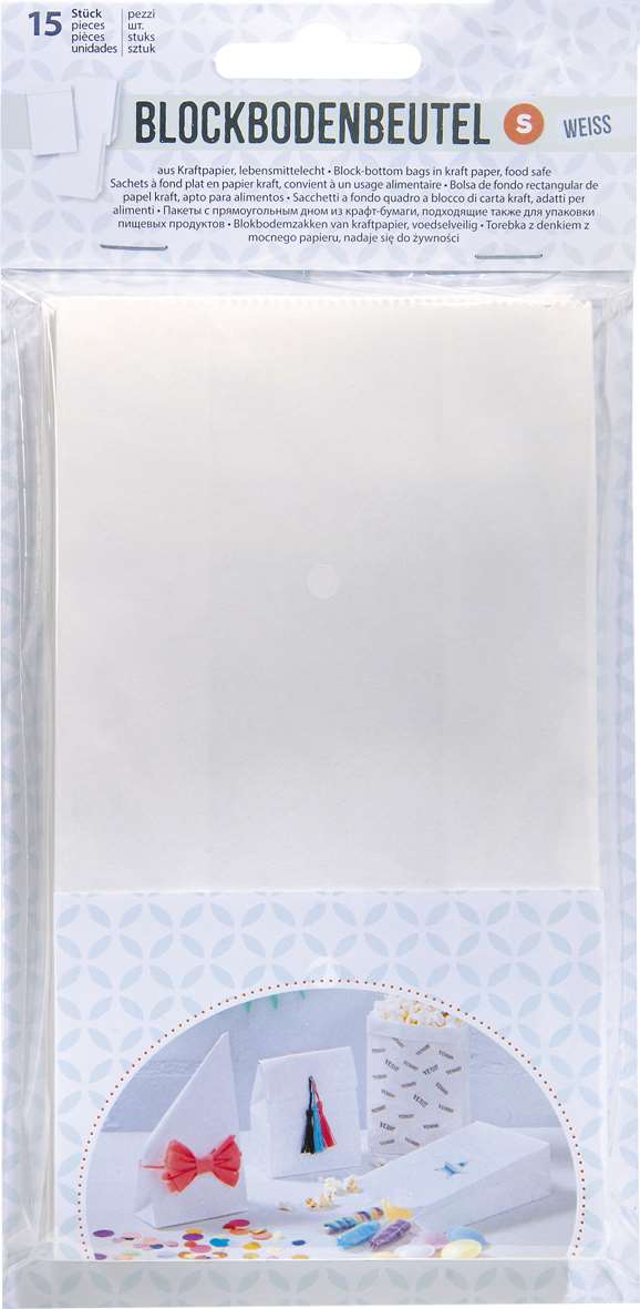 Papiertüten weiss, 15 Stück 100 x55 x 175 mm, lebensmittelecht von folia