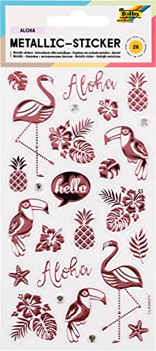 folia 19602 - Metallic - Sticker II mit Flamingo und anderen tropischen Motiven, 26 Stück, ideal geeignet zum Verzieren von Grußkarten, Bastelarbeiten und Scrapbooking folia 19602 - Metallic - Sticker II mit Flamingo und anderen tropischen Motiven, 26 Stück, ideal geeignet zum Verzieren von Grußkarten, Bastelarbeiten und Scrapbooking von folia