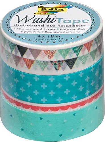 folia 26419 Deko-Klebeband Washi-Tape Pastell, 4er Set von folia