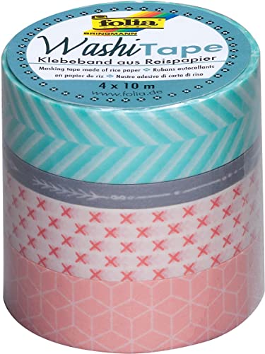 folia 26420 Deko-Klebeband Washi-Tape GEOMETRISCH, 4er Set von folia