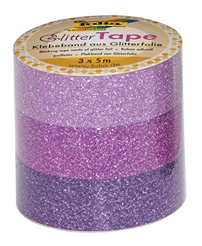 folia 28302 Deko-Klebeband Glitter Tape, rosa/pink/lila von folia