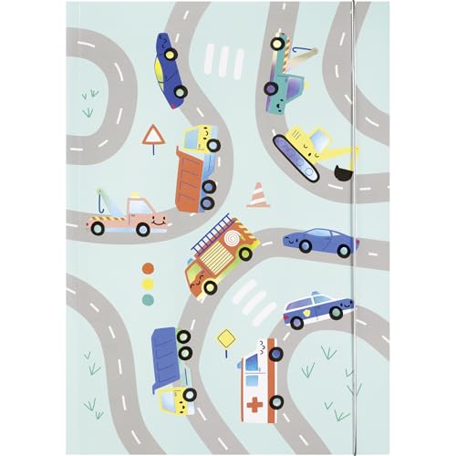 folia 69023 - Sammelmappe A3 HOTFOIL VEHICLES, Zeichenmappe aus FSC-Mix Papier mit Folienveredelung, Mappe aus stabilem Karton mit Gummiband von folia