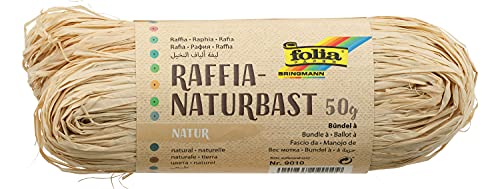 folia 9010 - Raffia Naturbast natur, 1 Bündel mit 50 g, Schnur aus natürlichem Strohgemisch, ideal zum Basteln, zur Dekoration oder für Gestecke, Sträuße und andere floristische Arbeiten von folia