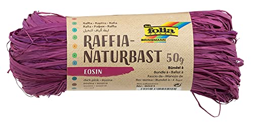 folia 9021 - Raffia Naturbast eosin, 1 Bündel mit 50 g, Schnur aus natürlichem Strohgemisch, ideal zum Basteln, zur Dekoration oder für Gestecke, Sträuße und andere floristische Arbeiten von folia