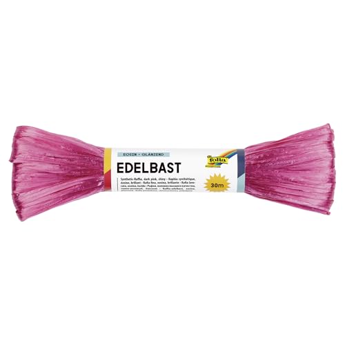 folia 9221 - Raffia Edelbast, 1 Bündel á 30 m in eosin, Schnur aus glänzender Kunstfaser, ideal zum Basteln, zur Dekoration oder für Gestecke, Sträuße und andere floristische Arbeiten von folia