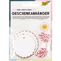 folia Geschenkanhänger weiß, natur Set Rund 12 St. von folia