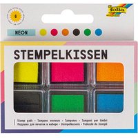 folia Stempelkissen neon gelb, pink, orange, schwarz, grün, blau 6x 2,4 x 2,4 cm von folia