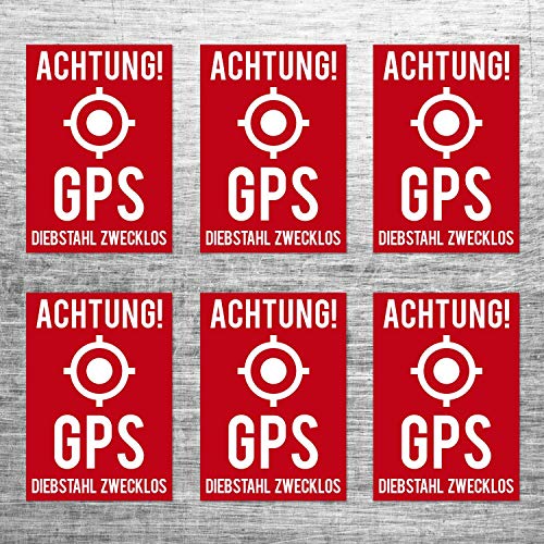 foliado® 6 Stück Aufkleber Hinweisaufkleber DIN A8 7,4 x 5,2 cm Sicherheit Schutz vor Diebstahl - Ideal für Objekte zur Abschreckung AVAS-004 (GPS - Diebstahl zwecklos) von foliado