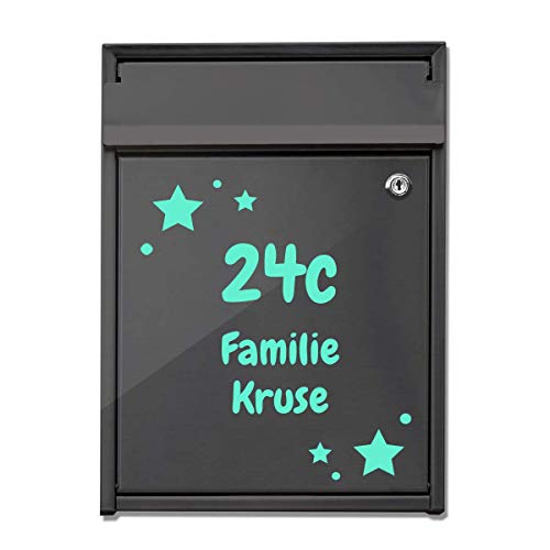 foliado® Hausnummer Familie Name für Briefkasten selbstklebender Aufkleber in Milchglasfolie oder farbige Folie für Haustür Glasdekor Namensschild | Größe bis 15 cm | #APD-016B von foliado
