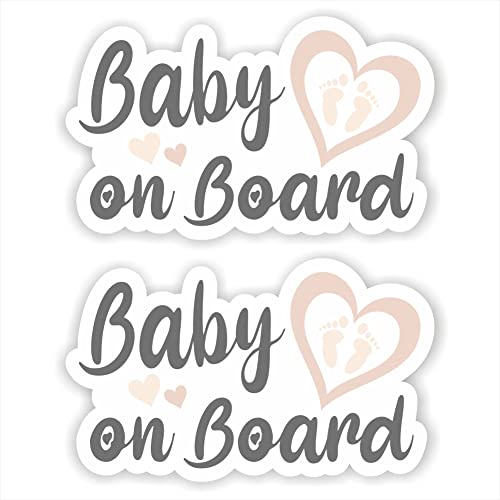 2x Baby on Board Aufkleber 12,5 x 7,5 cm an Bord in Auto Folie Sticker Kids Kinds lustig süß 17 Herz Fußabdruck Fuß Schnuller Tuning Decal von folien-zentrum