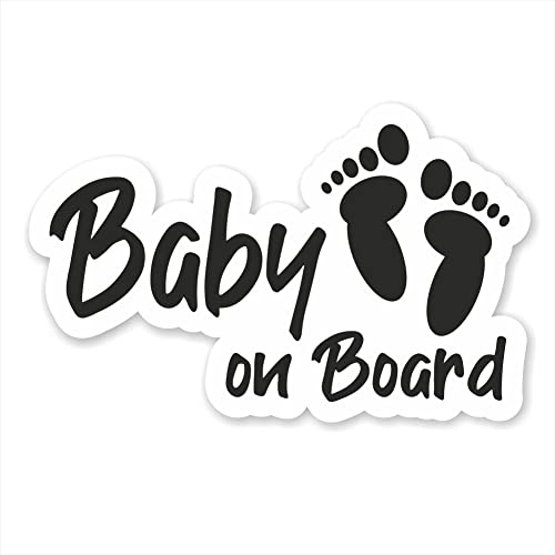 Baby on Board Aufkleber 12 x 7,5 cm an Bord in Auto Folie Sticker Kids Kinds lustig süß 45 Herz Fußabdruck Fuß Tuning Decal von folien-zentrum