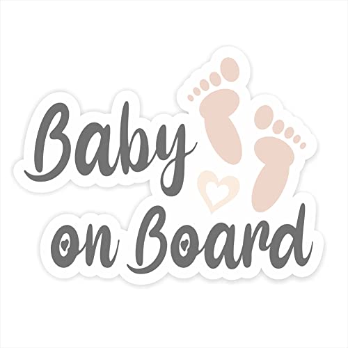 Baby on Board Aufkleber 12 x 9 cm an Bord in Auto Folie Sticker Kids Kinds lustig süß 2 Fußabdruck Fuß Tuning Decal von folien-zentrum